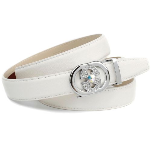 Ledergürtel ANTHONI CROWN, Damen, Gr. 100, weiß, Leder, unifarben, Gürtel Ledergürtel, Eleganter Klassiker in schwarz mit Glitzersteinen