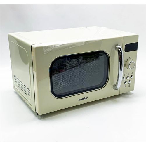 Comfee CMSRO 20 di cr Mikrowelle im Retro-Stil / Retro-Mikrowellenherd mit 8 Auto-Menüs, 5 Kochleistungsstufen, Express-Kochtaste,Express-Kochtaste, 20L, 800W, Apricot Cream