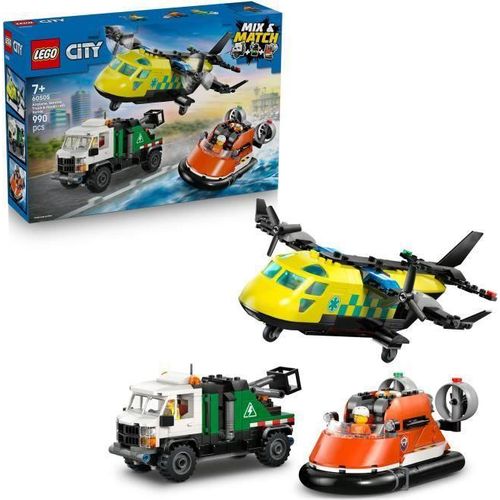 LEGO City 3-in-1 Flugzeug, Abschleppwagen & Luftkissenboot, Modulares Bauset, Spielzeug ab 7 Jahren, 60505
