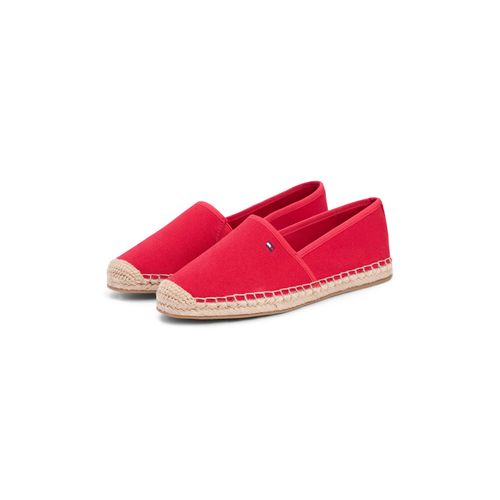 Espadrille TOMMY HILFIGER "FLAG CANVAS ESPADRILLE", Damen, Gr. 39, rot, Baumwolle, unifarben, Schuhe Espadrille, Slipper,Flats,Bequemschuh mit Jutebezug und Ziernähten, schmale Form