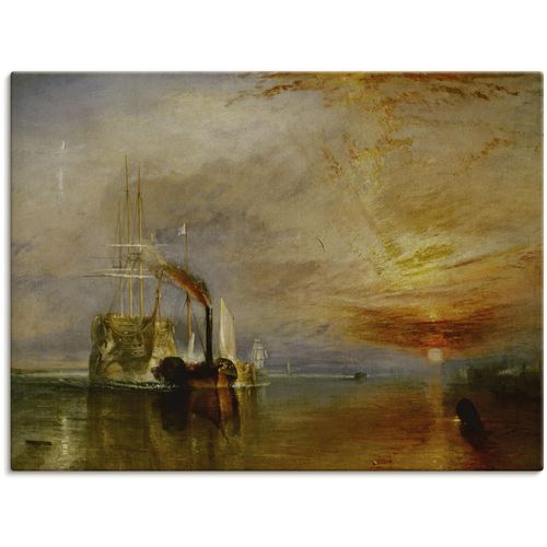 Leinwandbild ARTLAND "Die Temeraire an ihrem Ankerplatz", orange (farbe bild(er): orange), B:80cm H:60cm, Bilder, Leinwandbild, auf Holzrahmen gespannt