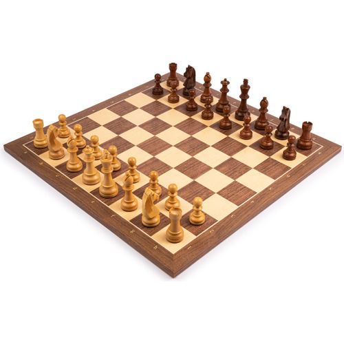 WALNUSS STANDARD SCHACHSET MIT KOORDINATEN + AKAZIEN FERRER FIGUREN - Spanisches Erbe