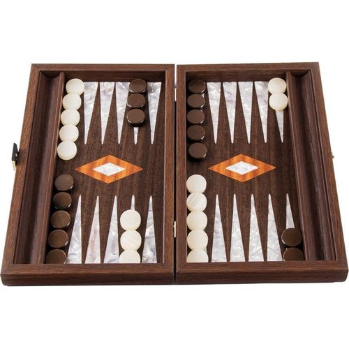 Luxus Backgammon Set – Manopoulos Premium Natur-Wurzelholz & Perle | 30 cm
