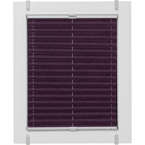 Plissee SUNLINES "One Size Style Crush", lila (brombeere, grau, grau), B:45cm H:190cm, Obermaterial: 85% Polyester, 15% sonstige Fasern, Plissees, Plissee, Zubehörfarbe grau, zum Klemmen