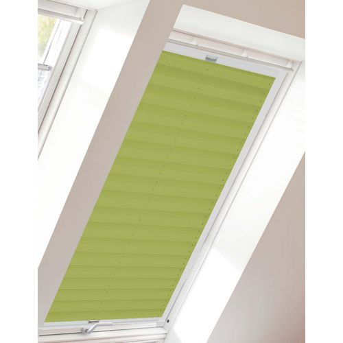 Dachfensterplissee SUNLINES "StartUp Style Crush", grün (limette, weiß), B:97,4cm H:136,1cm, Obermaterial: 100% Polyester, Plissees, Dachfensterplissee, mit Führungsschienen