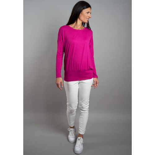 Langarmshirt SEIDEL MODEN, Damen, Gr. 36, magenta, exklusiv bei otto, Jersey, Obermaterial: 95% Viskose, 5% Elasthan, unifarben, relaxed fit hüftbedeckend, Rundhals, abgesteppt, Shirts Langarmshirt, mit breitem, elastischen Bund - MADE IN GERMANY