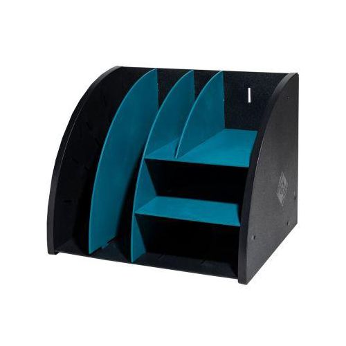 Exacompta The Organizer Schwarz/Blaugrün, 4 Fächer (2x A5/2x A6), Recyclingkunststoff, Blauer Engel, 25 Jahre Garantie