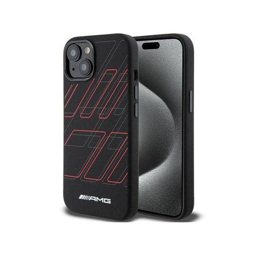 Mercedes AMG Silicone Large Rhombuses Pattern MagSafe Case for iPhone 15 / 14 / 13 - Black