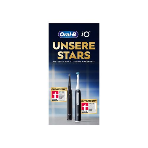 Oral-B iO Series 3 Elektrische Zahnbürste/Electric Toothbrush, Doppelpack, 2 Aufsteckbürsten, 3 Putzmodi für Zahnpflege, Magnet-Technologie, Reiseetui, TESTSIEGER Stiftung Warentest (12/2024), Matt Black/Blush Pink