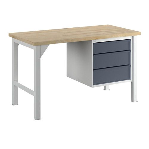 Werkbank, Breite 1500 mm, 3 Schubladen 1 x 125 / 2 x 175 mm, lichtgrau/anthrazitgrau kaiserkraft