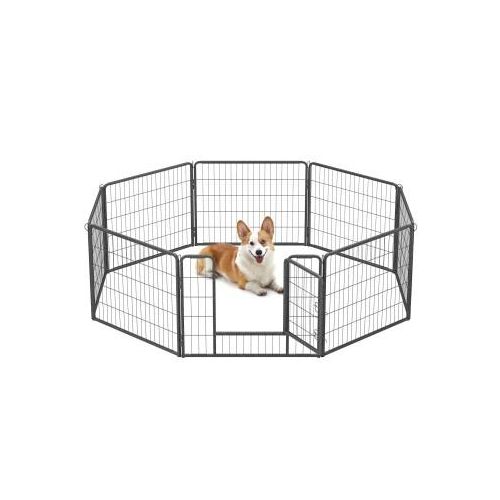FEANDREA L-XXL Hundezaun 8 Platten transportabel grau 1,6 m, 1,6 m, 60 cm