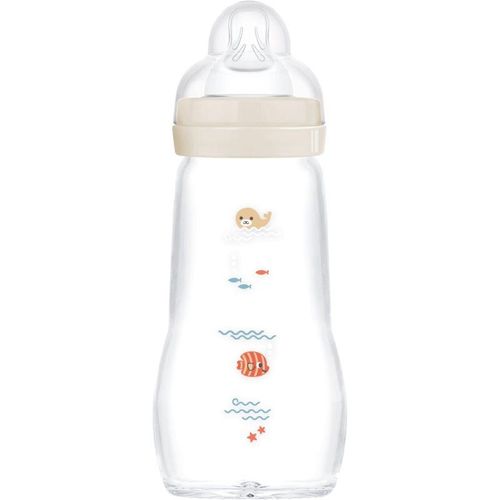 MAM Feel Good Glass Baby Bottle glass anti-colic bottle 2m+ Beige 260 ml