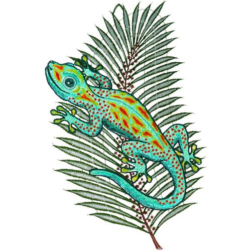 Fensterbild "Fensterbild "Gecko" farbig", bunt, B:19cm H:34cm, Polyester, W. REUTER & SOHN - PLAUENER SPITZE, Fensterbilder