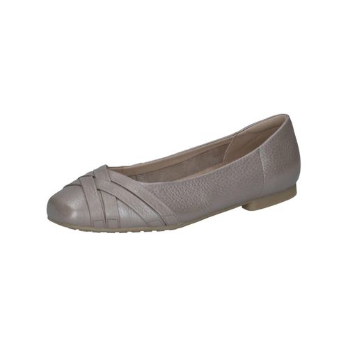 Ballerina CAPRICE "Caprice Ballerinas Leder", Damen, Gr. 38, stone, Leder, Schuhe Ballerina