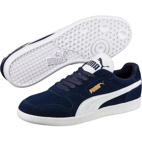 Sneaker PUMA "ICRA TRAINER SD", Damen, Gr. 46, blau (peacoat, puma weiß), Leder, Schuhe Sneaker, aus Leder, atmungsaktiv, mit SOFTFOAM+ Dämpfung