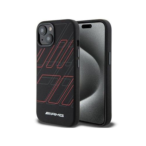 Mercedes AMG Silicone Large Rhombuses Pattern MagSafe Case for iPhone 15 Plus / 14 Plus - Black