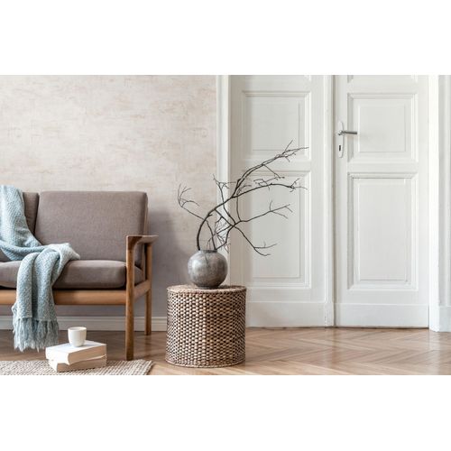 Vliestapete LIVING WALLS "Unitapete mit Putz-Optik – Strukturtapete", natur, B:0,53m H:0,02m L:10,5m, Vlies, Tapeten