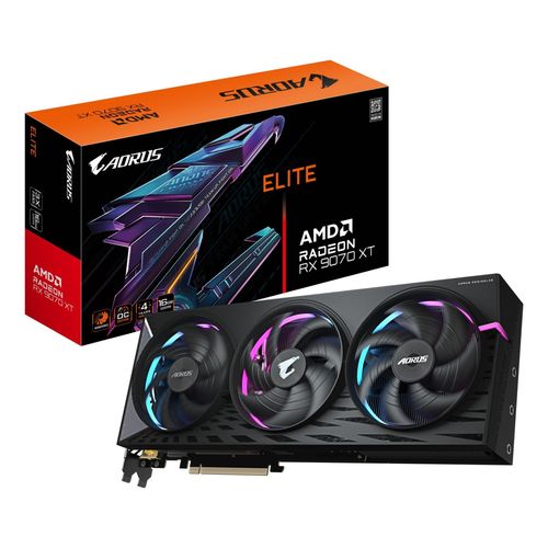 GIGABYTE AORUS Radeon RX 9070 XT ELITE 16G Grafikkarte - 16 GB GDDR6, 256 Bit, PCI-E 5.0, 3100 MHz Kernfrequenz, 2 x DisplayPort, 2 x HDMI, GV-R9070XTAORUS E-16GD