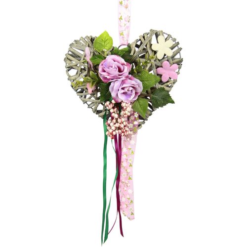 Dekofigur I.GE.A. "Herz aus Holz", rosa, B:25cm H:23cm, Dekofiguren, rosa