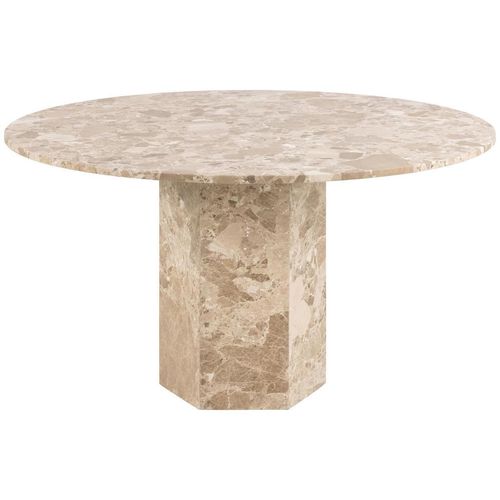 Mid.you Esstisch , Beige , Stein , rund , Säule , 130x75x130 cm , Esszimmer, Esstische, Esstische