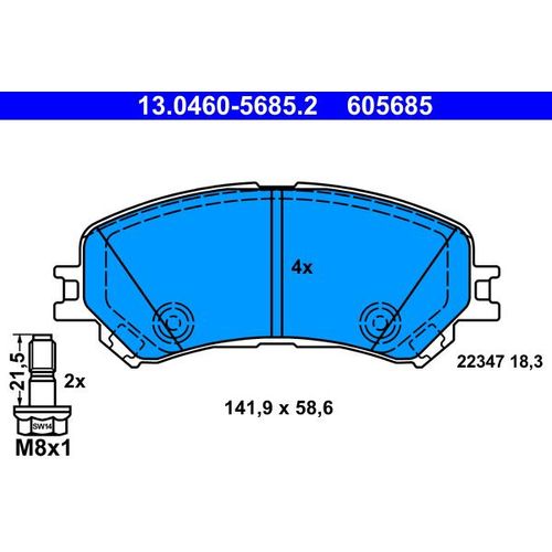 ATE Bremsbelagsatz, Scheibenbremse 13.0460-5685.2 vorne rechts links f&uuml;r RENAULT 410606124R 7711946205
