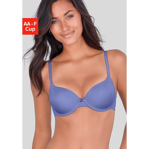 Schalen-BH LASCANA "Ela - perfect basic", Damen, Gr. 80, Cup A, blau (kornblumenblau), Microtouch, Obermaterial: 82% Polyamid (TACTEL), 18% Elasthan (LYCRA), Basic, BHs Schalen-BH, mit Bügel aus seidiger Microfaser