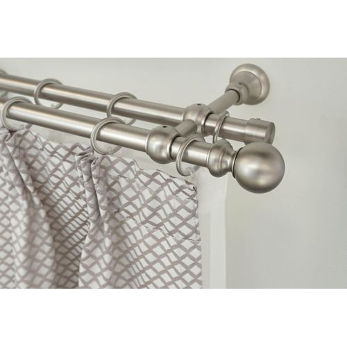 Gardinenstange GARESA "ANDREA", silber (mattnickelfarben), L:290cm Ø:20mm, Metall, Gardinenstangen, Gardinenstange, Vorhanggarnitur, verlängerbar, Endknopf Kugel lang, mit Ringen