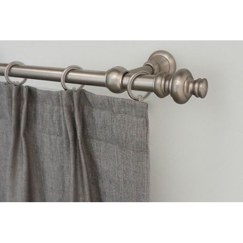 Gardinenstange GARESA "ANDREA", silber (mattnickelfarben), L:220cm Ø:20mm, Metall, Gardinenstangen, Gardinenstange, Vorhanggarnitur, verlängerbar, Endknopf Profil groß, mit Ringen
