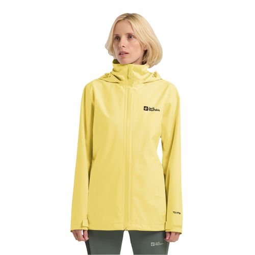Outdoorjacke JACK WOLFSKIN "TRAILTIME 2L JKT W", Damen, Gr. 3XL, lemon ice, Obermaterial: 100% Polyester, Jacken Outdoorjacke, Wasserabweisend, winddicht, atmungsaktiv, Übergangsjacke
