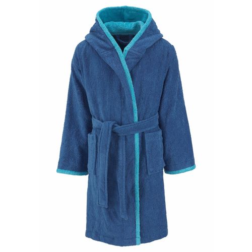 Kinderbademantel GOODPRODUCT "Timo" Gr. 140, blau, L:91cm, Walkfrottee, Hausmäntel, Kinderbademantel, Bademantel für Mädchen & Jungen aus 100% Baumwolle, mit Kapuze