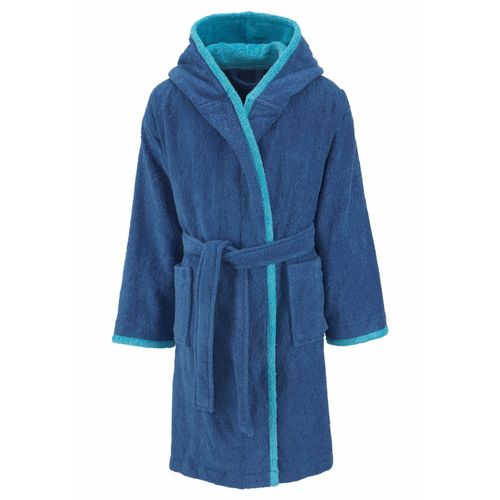 Kinderbademantel GOODPRODUCT "Timo" Gr. 140, blau, L:91cm, Walkfrottee, Hausmäntel, Kinderbademantel, Bademantel für Mädchen & Jungen aus 100% Baumwolle, mit Kapuze