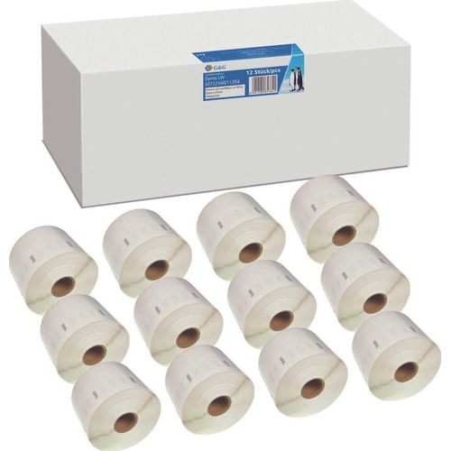 G&G Etikettenrollen für Etikettendrucker ersetzt DYMO 11354/S0722540 weiß, 57,0 x 32,0 mm