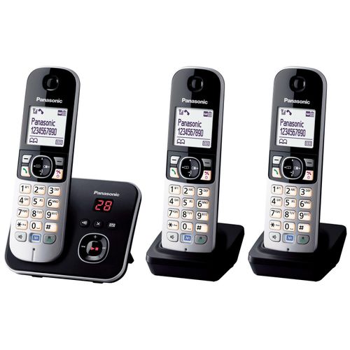 Panasonic Schnurloses Telefon-Set mit Anrufbeantworter KX-TG6823GB schwarz-silber