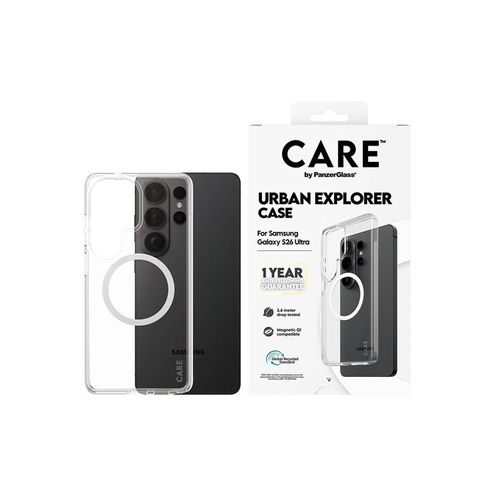 CARE by PanzerGlass Urban Explorer Case Transparent w. White Qi Samsung Galaxy S26 Ultra