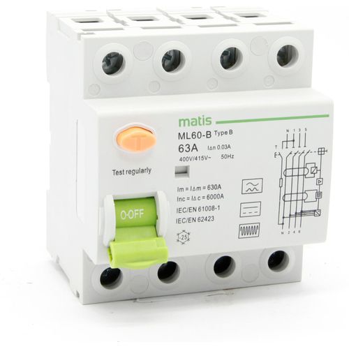 Matis FI Schutzschalter Typ B allstromsensitiv 300mA/63A 4-Pol Intertek