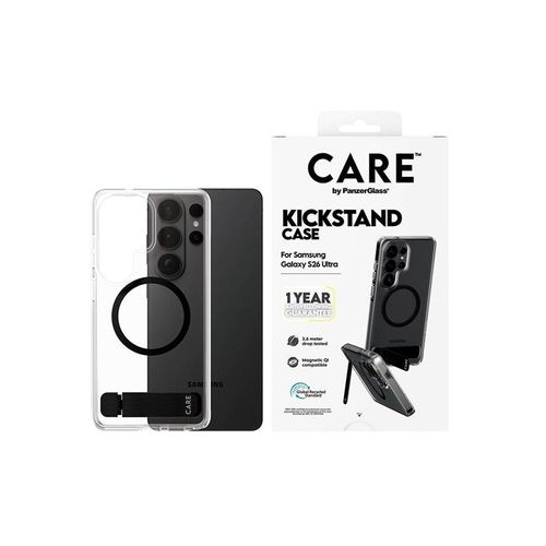 CARE by PanzerGlass Urban Explorer Case Transparent w. Black Kickstand & Qi Samsung Galaxy S26 Ultra