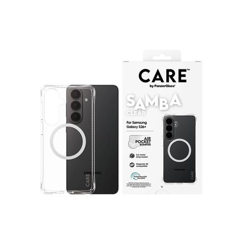 CARE by PanzerGlass Samba Case Transparent w. White Qi Samsung Galaxy S26+