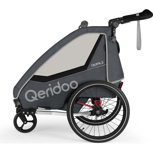 Qeridoo QUPA 2 Grey Kinderfahrradanhänger Zweisitzer