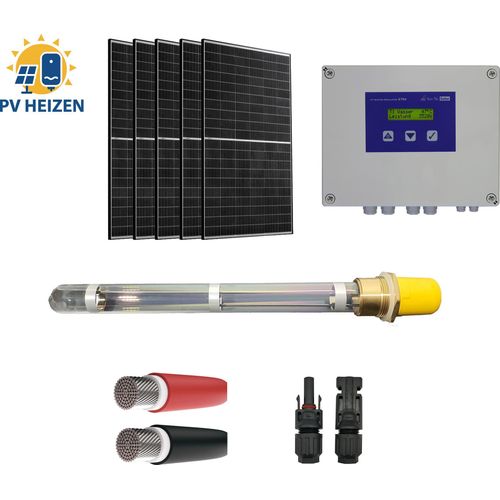 KTR4 PV-Heizstabregelung Komplettset 2640 W Peak, 6x 440W Solarmodule, 2 kW Nano-Heizstab 1 1/2