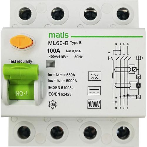 Matis FI Schutzschalter Typ B allstromsensitiv 300mA/100A 4-Pol Intertek