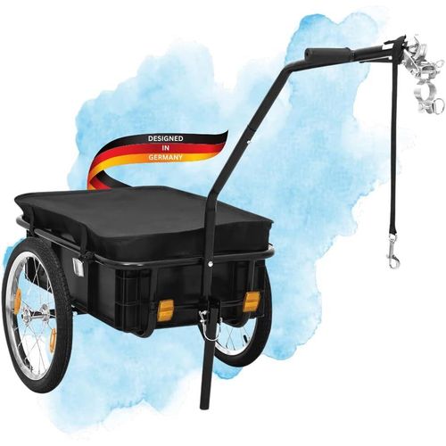 DELUKE® Fahrrad Lastenanhänger SHARK schwarz | bis 50 kg | inkl. Reflektoren | Fahrradanhänger Transportanhänger Handwagen Fahrradzubehör