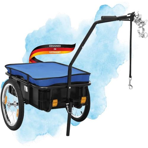 DELUKE® Fahrrad Lastenanhänger SHARK blau | bis 50 kg | inkl. Reflektoren | Fahrradanhänger Transportanhänger Handwagen Fahrradzubehör