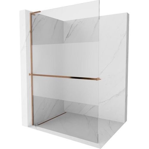 Mexen Kioto+ L Duschwand mit Regal Walk-in 80 x 200 cm, transparent/verkristallisiert, roségold - 800-080-123-60-35