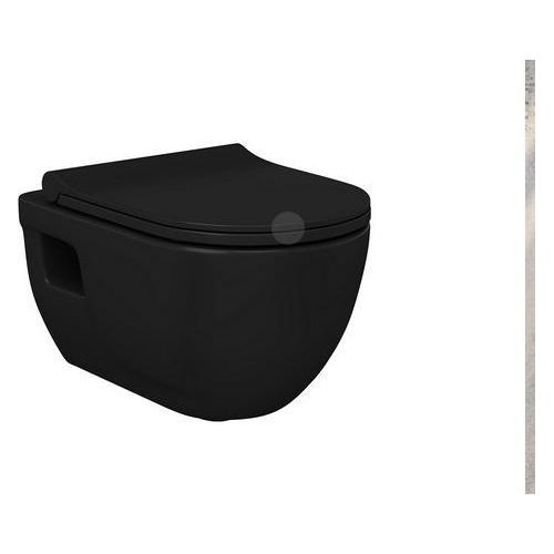 Taharet Duschwc Spülrandloses Hänge WC Matt Schwarz Black WC Toilette , Softclose Deckel