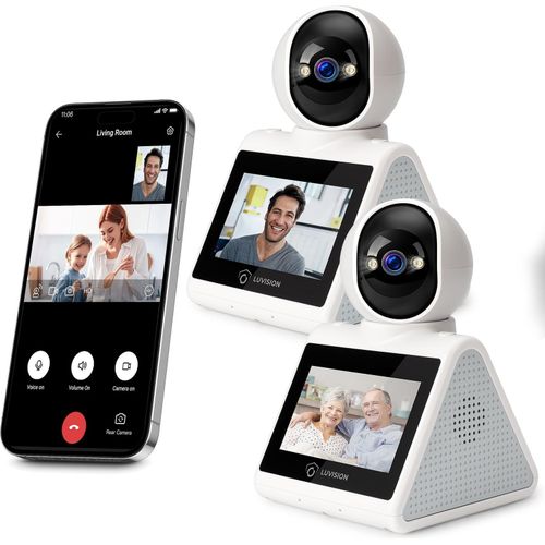LUVISION 2er Set PTZ Gegensprechkamera Video Anruf Kamera Telefonkamera WLAN Überwachungskamera Senioren Baby Überwachung Autotracking 4MP