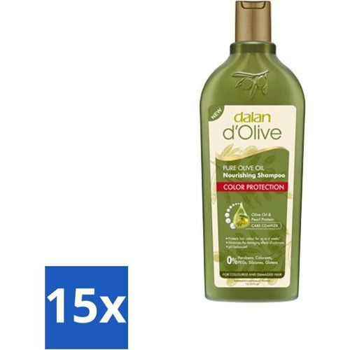 Dalan d'Olive - Shampoo - Farbschutz - Für geschädigtes Haar - 400 ml - Vorteilspack - 15 Stücke