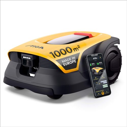 STIGA Mähroboter A 10v | Quad-RTK für akkurates Mähen | HDR Kamera für Hinderniserkennung | Geordnetes Mähe in Mustern und Bahnen | Perfekt für 1000m²