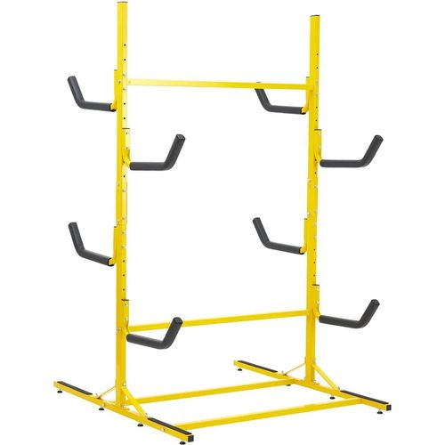 Kajak/Kanu/SUP Aufbewahrungsständer - Freistehend - Höhenverstellbar - Gepolsterte Arme - Für 4–6 - Stahl - Gelb