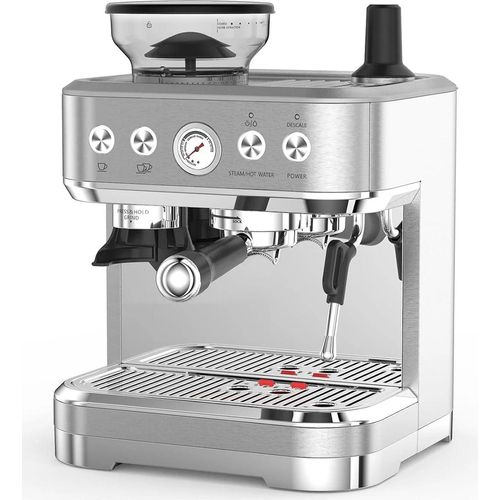 Espressomaschine - Kaffeevollautomat - 15 bar Druck - Integrierte Mühle - Milchaufschäumer - Edelstahlgehäuse - EU‑Stecker 110–220V - Weiß