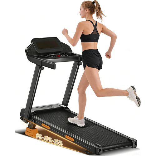 Laufband für Zuhause, mit 3-Bildschirm-Display,12 km/h, Walking Pad mit 12 Trainingsprogrammen und 15% Steigungseinstellung, bis 400 Pfund